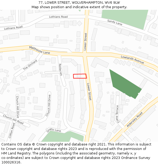 77, LOWER STREET, WOLVERHAMPTON, WV6 9LW: Location map and indicative extent of plot