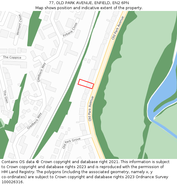 77, OLD PARK AVENUE, ENFIELD, EN2 6PN: Location map and indicative extent of plot