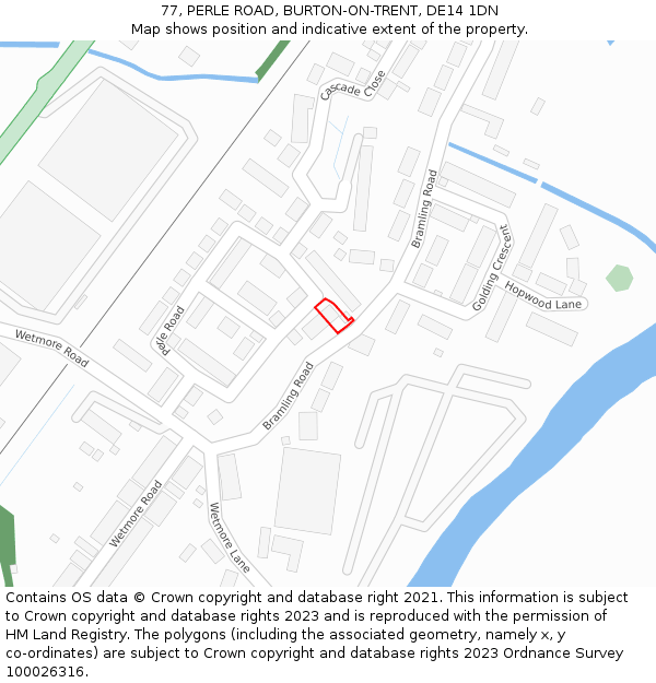 77, PERLE ROAD, BURTON-ON-TRENT, DE14 1DN: Location map and indicative extent of plot