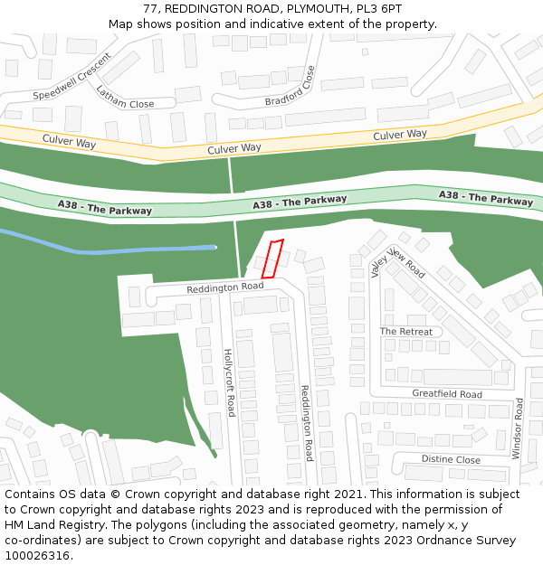 77, REDDINGTON ROAD, PLYMOUTH, PL3 6PT: Location map and indicative extent of plot