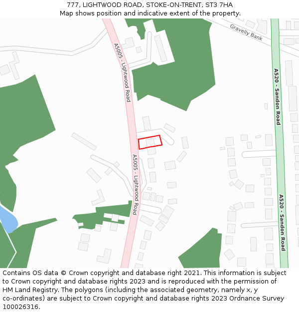 777, LIGHTWOOD ROAD, STOKE-ON-TRENT, ST3 7HA: Location map and indicative extent of plot