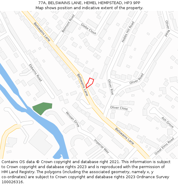 77A, BELSWAINS LANE, HEMEL HEMPSTEAD, HP3 9PP: Location map and indicative extent of plot