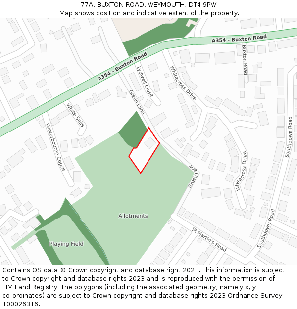 77A, BUXTON ROAD, WEYMOUTH, DT4 9PW: Location map and indicative extent of plot