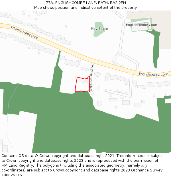 77A, ENGLISHCOMBE LANE, BATH, BA2 2EH: Location map and indicative extent of plot
