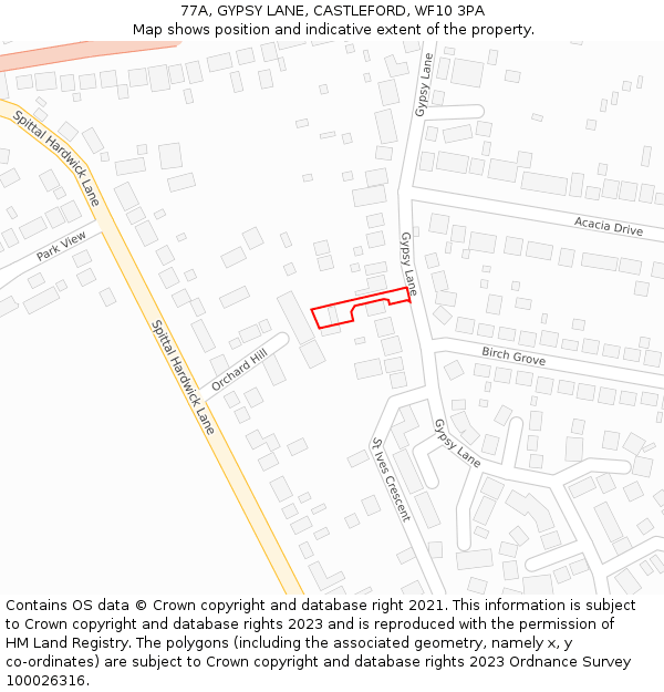 77A, GYPSY LANE, CASTLEFORD, WF10 3PA: Location map and indicative extent of plot