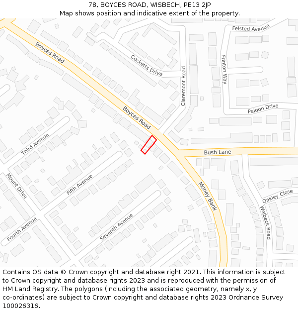 78, BOYCES ROAD, WISBECH, PE13 2JP: Location map and indicative extent of plot