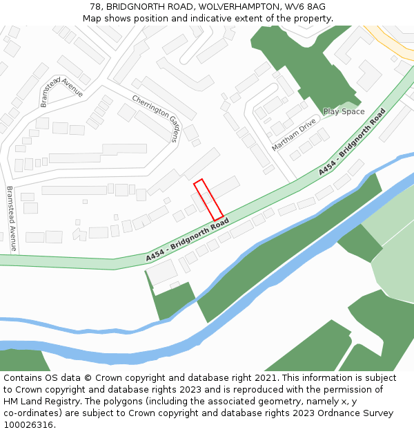 78, BRIDGNORTH ROAD, WOLVERHAMPTON, WV6 8AG: Location map and indicative extent of plot