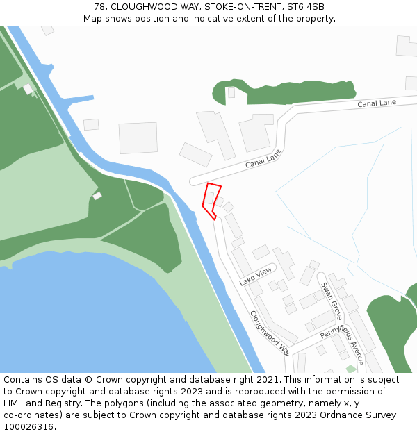 78, CLOUGHWOOD WAY, STOKE-ON-TRENT, ST6 4SB: Location map and indicative extent of plot
