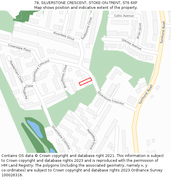 78, SILVERSTONE CRESCENT, STOKE-ON-TRENT, ST6 6XP: Location map and indicative extent of plot