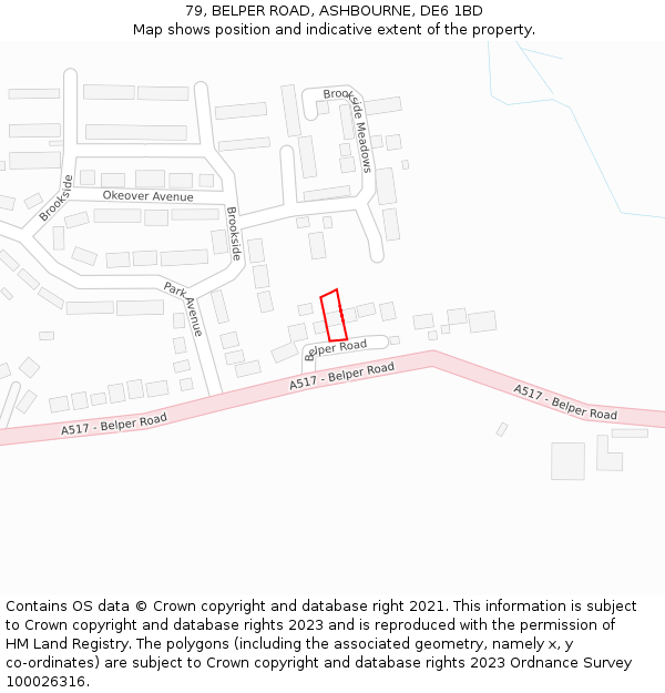 79, BELPER ROAD, ASHBOURNE, DE6 1BD: Location map and indicative extent of plot