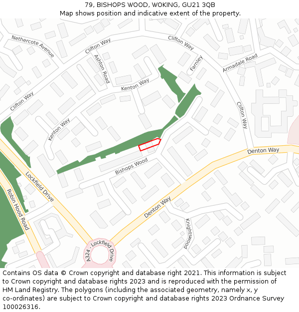 79, BISHOPS WOOD, WOKING, GU21 3QB: Location map and indicative extent of plot