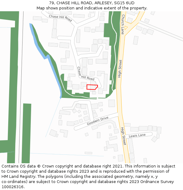 79, CHASE HILL ROAD, ARLESEY, SG15 6UD: Location map and indicative extent of plot