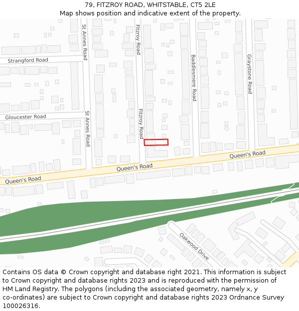 79, FITZROY ROAD, WHITSTABLE, CT5 2LE: Location map and indicative extent of plot