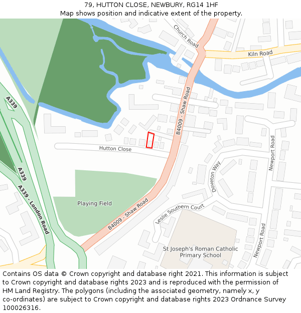 79, HUTTON CLOSE, NEWBURY, RG14 1HF: Location map and indicative extent of plot