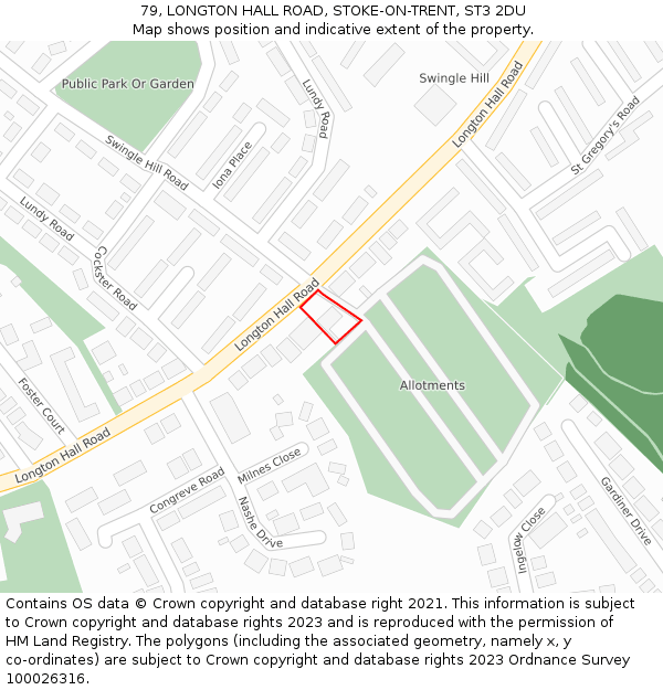 79, LONGTON HALL ROAD, STOKE-ON-TRENT, ST3 2DU: Location map and indicative extent of plot