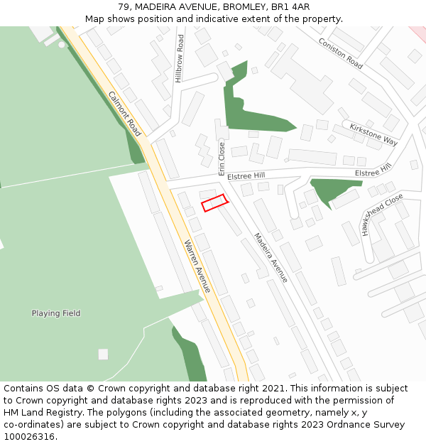 79, MADEIRA AVENUE, BROMLEY, BR1 4AR: Location map and indicative extent of plot