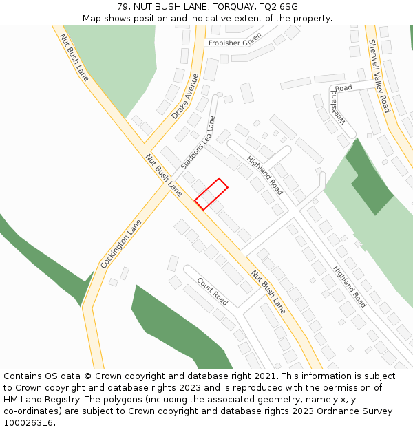 79, NUT BUSH LANE, TORQUAY, TQ2 6SG: Location map and indicative extent of plot