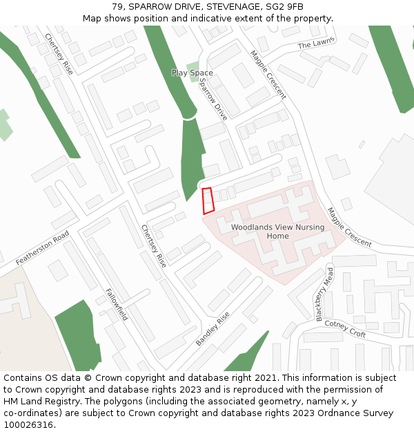 79, SPARROW DRIVE, STEVENAGE, SG2 9FB: Location map and indicative extent of plot