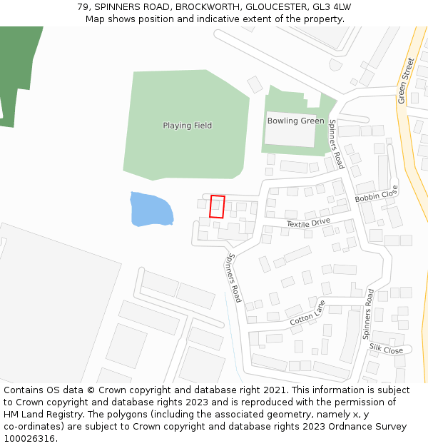 79, SPINNERS ROAD, BROCKWORTH, GLOUCESTER, GL3 4LW: Location map and indicative extent of plot