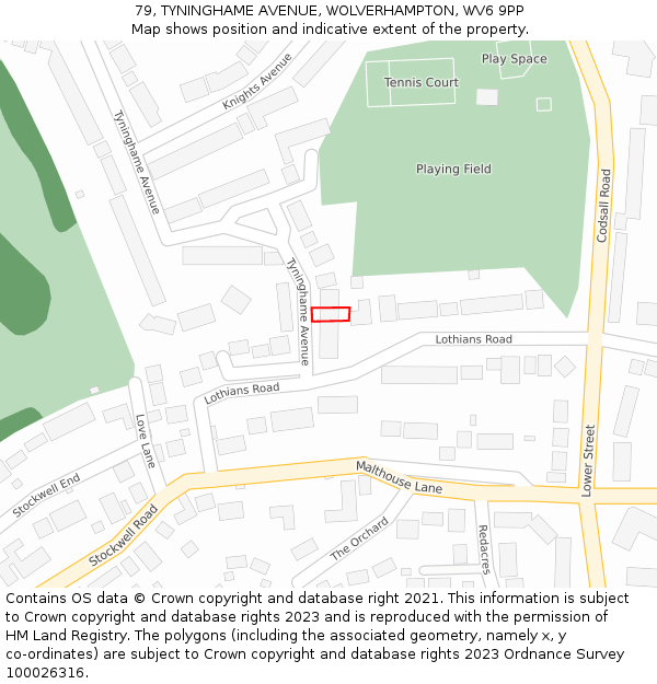 79, TYNINGHAME AVENUE, WOLVERHAMPTON, WV6 9PP: Location map and indicative extent of plot