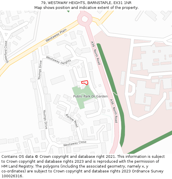 79, WESTAWAY HEIGHTS, BARNSTAPLE, EX31 1NR: Location map and indicative extent of plot