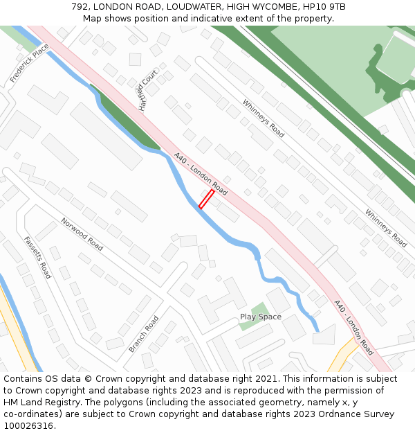 792, LONDON ROAD, LOUDWATER, HIGH WYCOMBE, HP10 9TB: Location map and indicative extent of plot