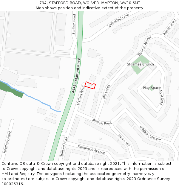 794, STAFFORD ROAD, WOLVERHAMPTON, WV10 6NT: Location map and indicative extent of plot