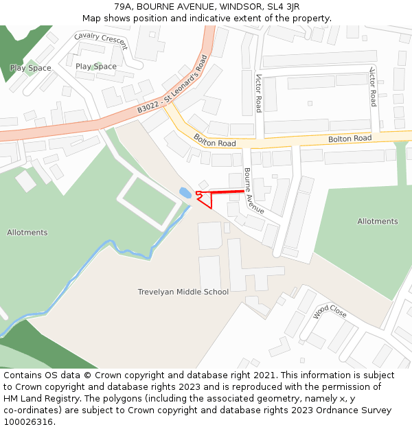 79A, BOURNE AVENUE, WINDSOR, SL4 3JR: Location map and indicative extent of plot
