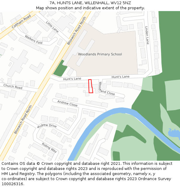 7A, HUNTS LANE, WILLENHALL, WV12 5NZ: Location map and indicative extent of plot