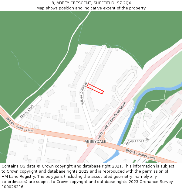 8, ABBEY CRESCENT, SHEFFIELD, S7 2QX: Location map and indicative extent of plot