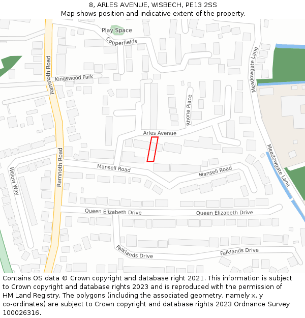 8, ARLES AVENUE, WISBECH, PE13 2SS: Location map and indicative extent of plot