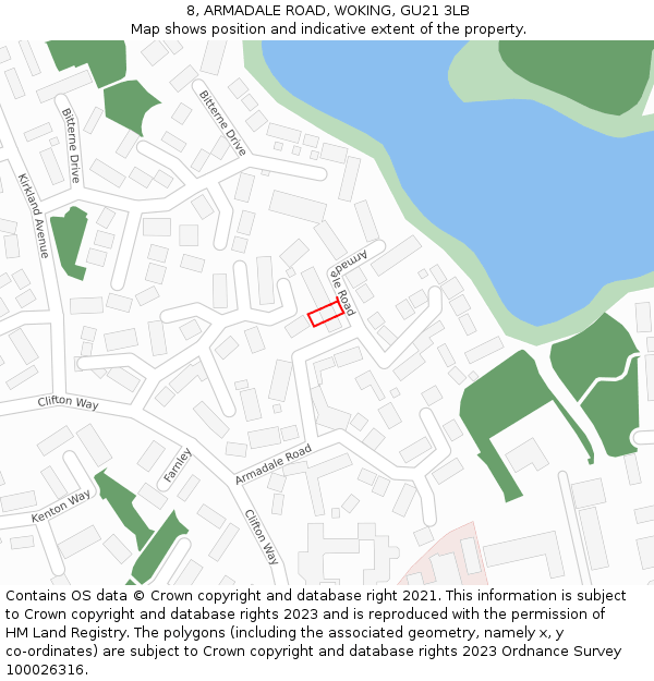 8, ARMADALE ROAD, WOKING, GU21 3LB: Location map and indicative extent of plot