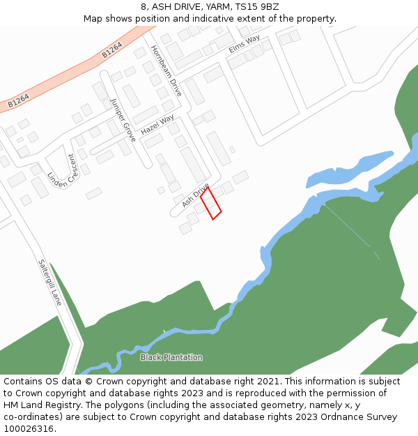 8, ASH DRIVE, YARM, TS15 9BZ: Location map and indicative extent of plot