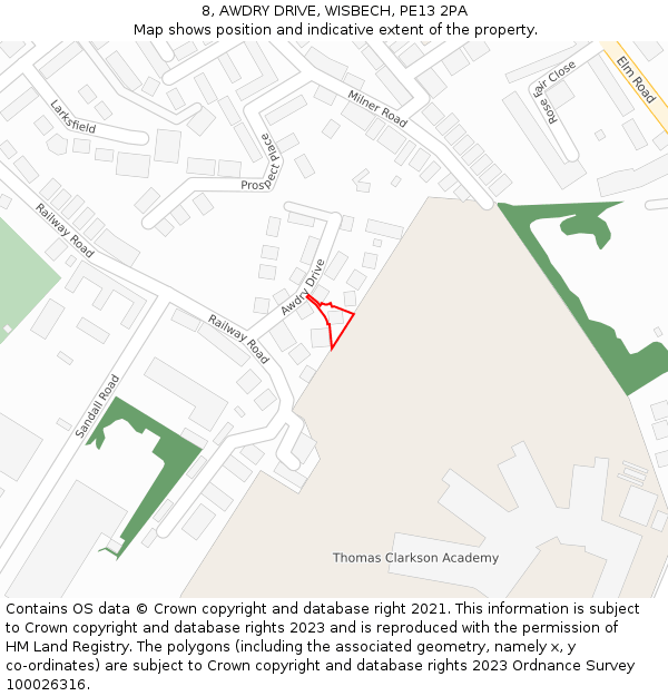 8, AWDRY DRIVE, WISBECH, PE13 2PA: Location map and indicative extent of plot