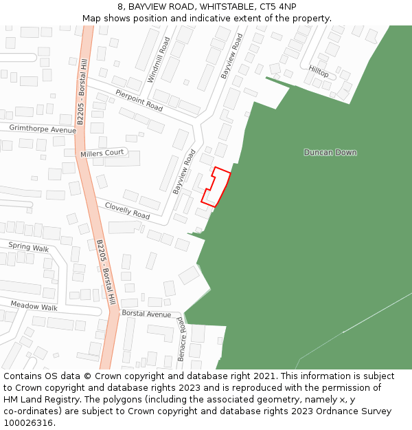 8, BAYVIEW ROAD, WHITSTABLE, CT5 4NP: Location map and indicative extent of plot