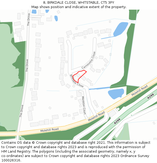 8, BIRKDALE CLOSE, WHITSTABLE, CT5 3PY: Location map and indicative extent of plot