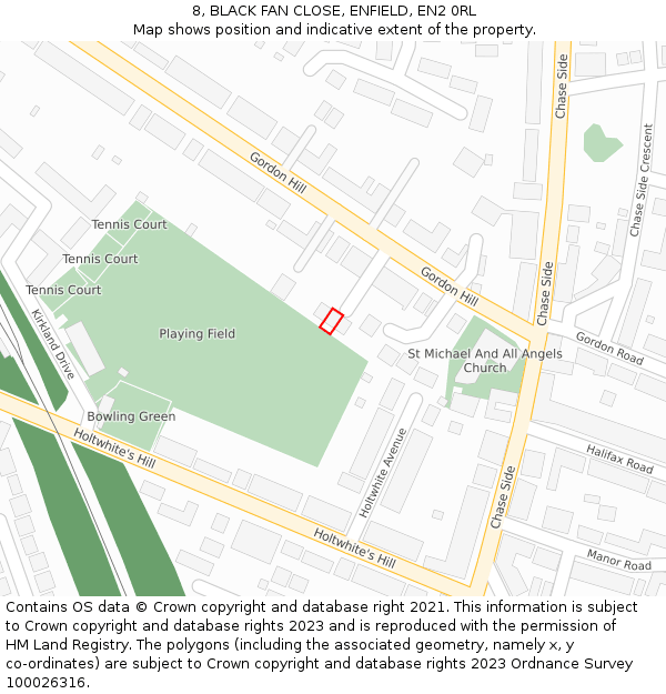 8, BLACK FAN CLOSE, ENFIELD, EN2 0RL: Location map and indicative extent of plot