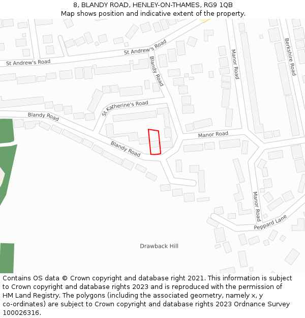 8, BLANDY ROAD, HENLEY-ON-THAMES, RG9 1QB: Location map and indicative extent of plot