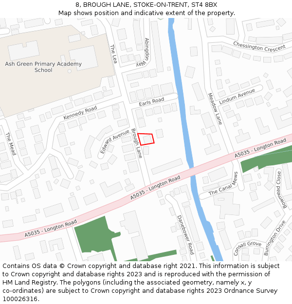 8, BROUGH LANE, STOKE-ON-TRENT, ST4 8BX: Location map and indicative extent of plot