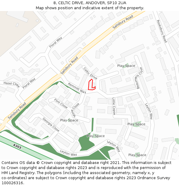 8, CELTIC DRIVE, ANDOVER, SP10 2UA: Location map and indicative extent of plot