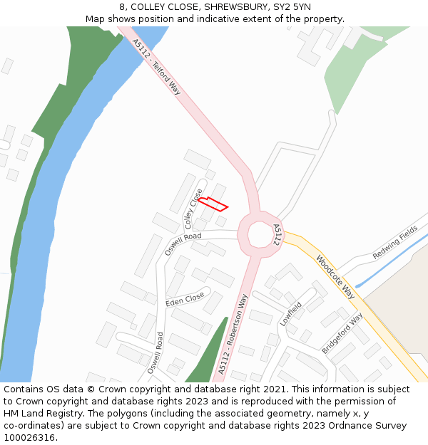 8, COLLEY CLOSE, SHREWSBURY, SY2 5YN: Location map and indicative extent of plot