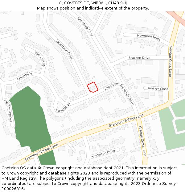 8, COVERTSIDE, WIRRAL, CH48 9UJ: Location map and indicative extent of plot