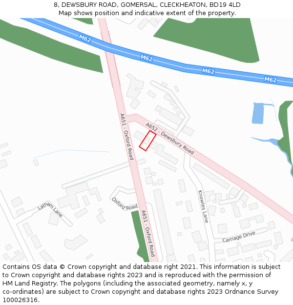 8, DEWSBURY ROAD, GOMERSAL, CLECKHEATON, BD19 4LD: Location map and indicative extent of plot