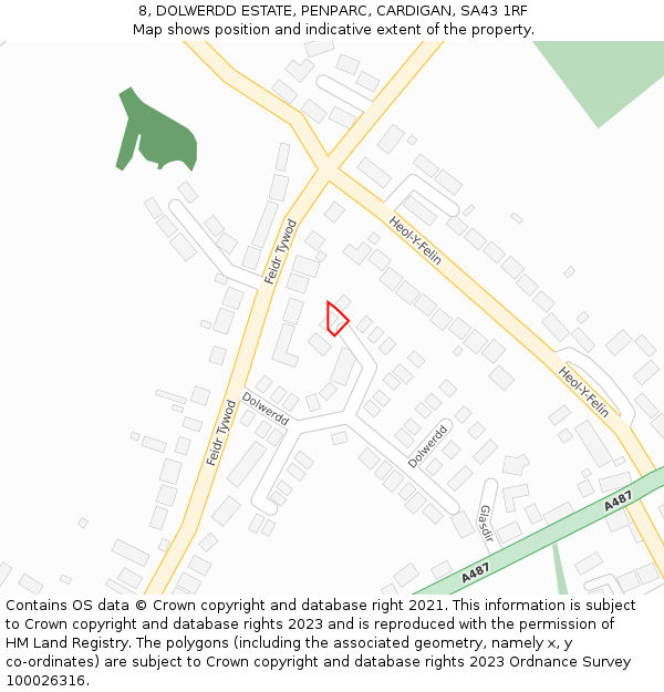 8, DOLWERDD ESTATE, PENPARC, CARDIGAN, SA43 1RF: Location map and indicative extent of plot