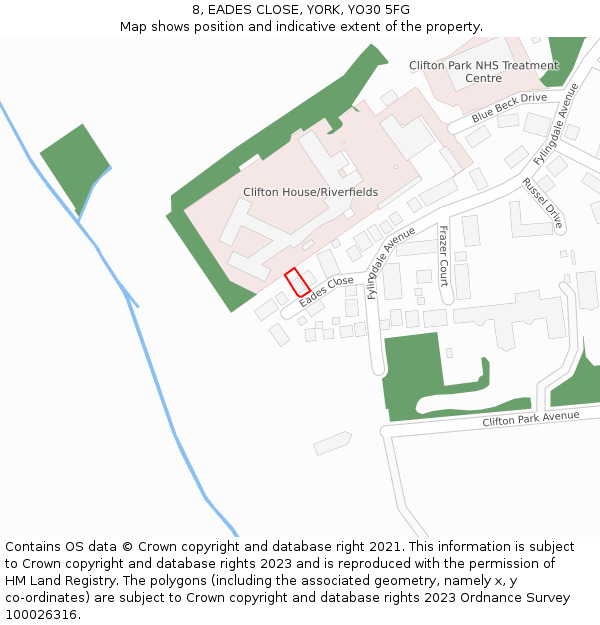 8, EADES CLOSE, YORK, YO30 5FG: Location map and indicative extent of plot