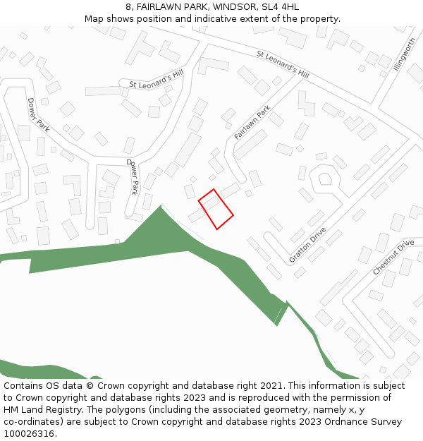 8, FAIRLAWN PARK, WINDSOR, SL4 4HL: Location map and indicative extent of plot