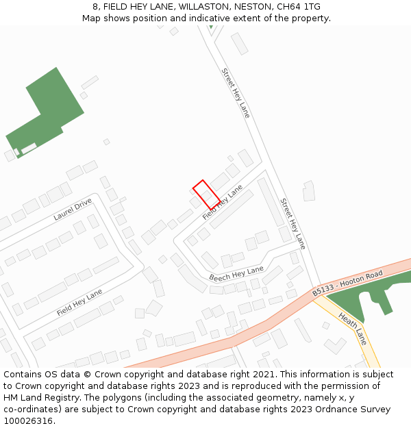 8, FIELD HEY LANE, WILLASTON, NESTON, CH64 1TG: Location map and indicative extent of plot