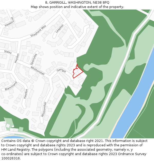 8, GARRIGILL, WASHINGTON, NE38 8PQ: Location map and indicative extent of plot