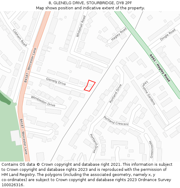 8, GLENELG DRIVE, STOURBRIDGE, DY8 2PF: Location map and indicative extent of plot