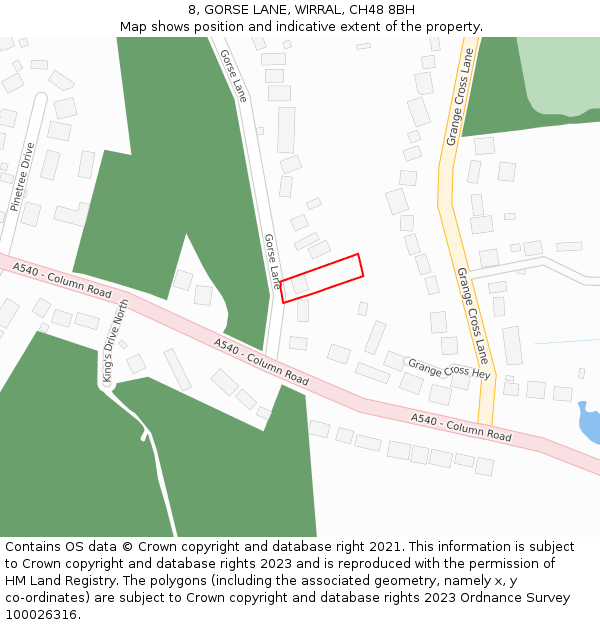 8, GORSE LANE, WIRRAL, CH48 8BH: Location map and indicative extent of plot